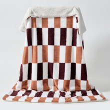 Gabri Checkered Sherpa Fleece Faux Fur Throw